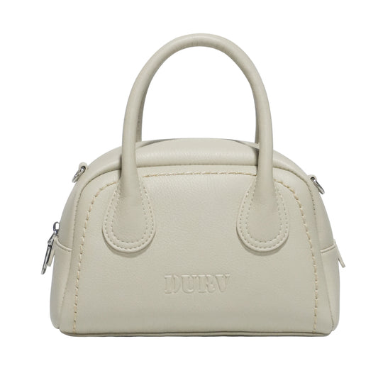 DURV Mini Bowling Bag for Women, Small Top Handle Satchel Purse with 2 Detachable Straps, Zip Closure and Floral Charm