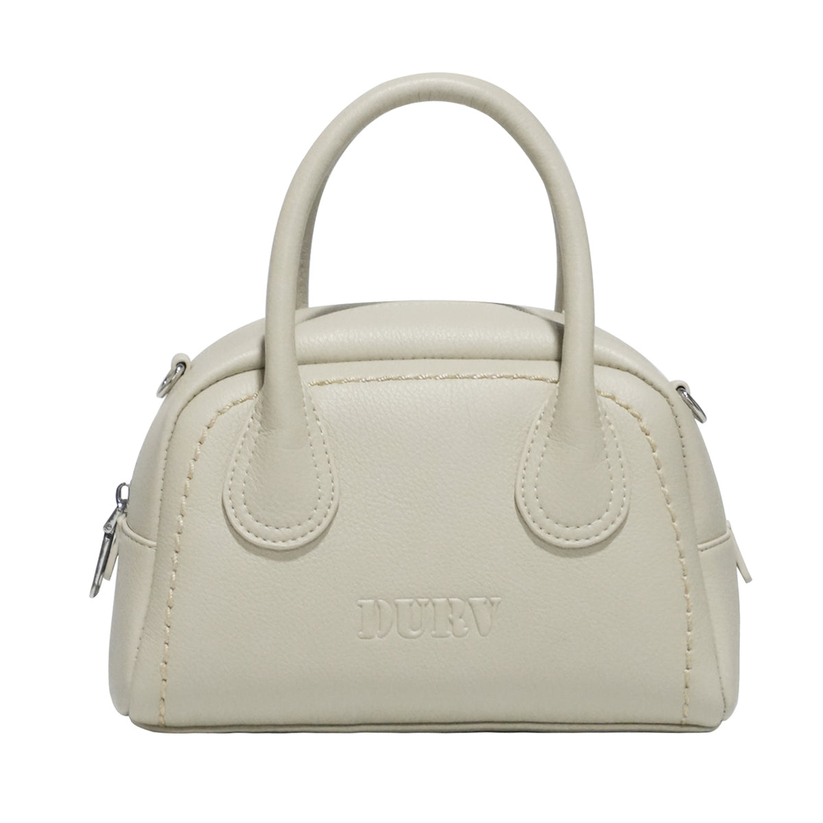 DURV Mini Bowling Bag for Women, Small Top Handle Satchel Purse with 2 Detachable Straps, Zip Closure and Floral Charm