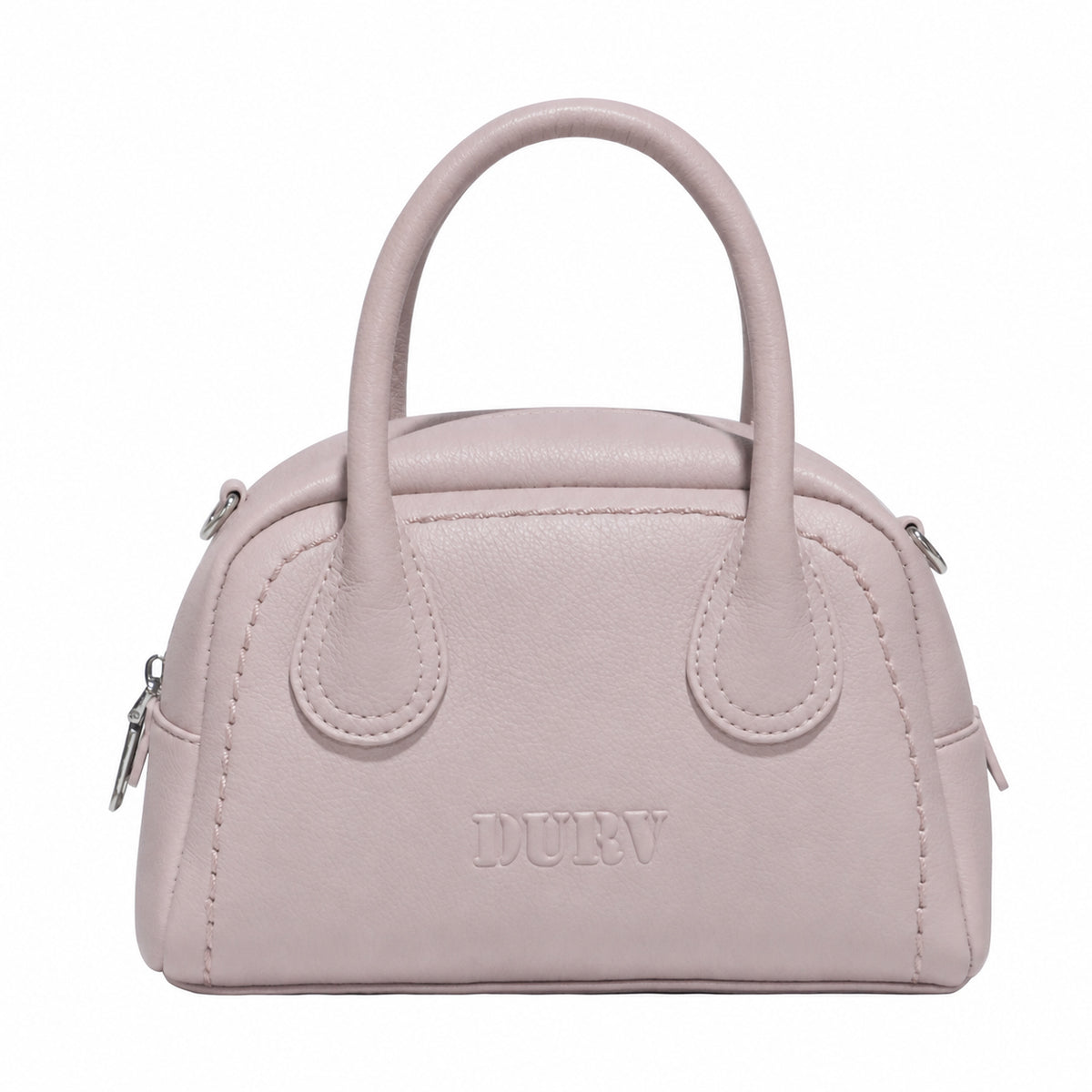 DURV Mini Bowling Bag for Women, Small Top Handle Satchel Purse with 2 Detachable Straps, Zip Closure and Floral Charm