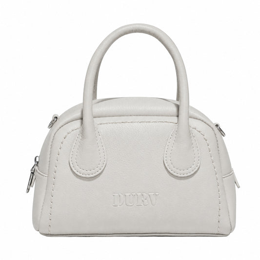 DURV Mini Bowling Bag for Women, Small Top Handle Satchel Purse with 2 Detachable Straps, Zip Closure and Floral Charm