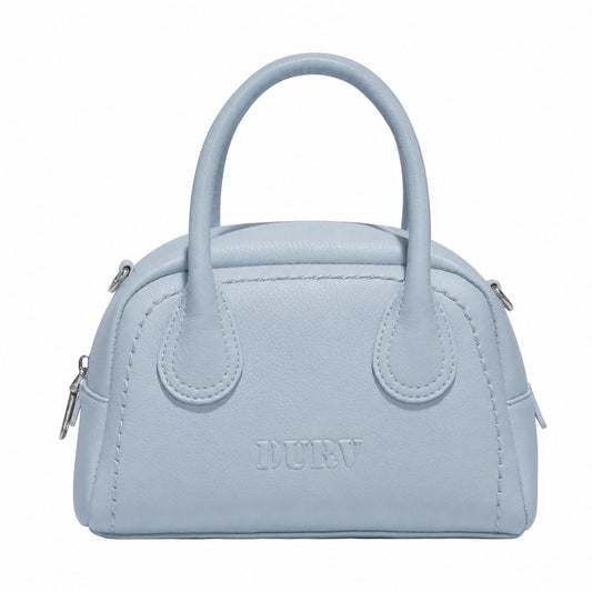 DURV Mini Bowling Bag for Women, Small Top Handle Satchel Purse with 2 Detachable Straps, Zip Closure and Floral Charm
