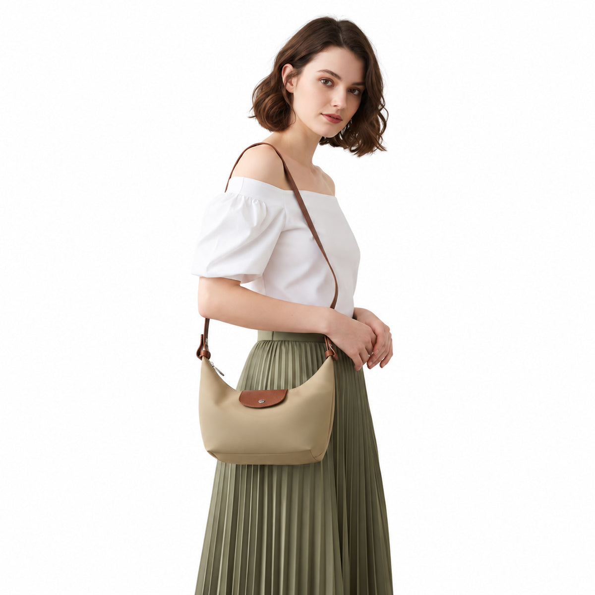DURV Women's Minimalist Plain Crescent City Messenger Purse Shoulder Bag - Lightweight Nylon, Adjustable Strap, Color-fast Fabric, All-day Carry Ease, Casual Commuting Gift for Women